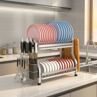 Kitchen Dish Rack and Countertop Dish Rack, Stainless Steel Plate Rack and Bowl Rack with Removable Tray, Space Saving Home Kitchen Storage Unit