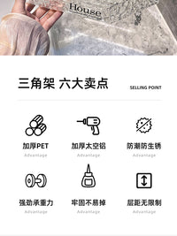 浴室置物架免打孔亚克力卫生间厕所洗手洗漱台墙上壁挂三角收纳架 冰川纹三角篮-单层带杆