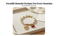 MOM Heart Pendant Bracelet Mother's Day Gift Cherry Pendant Bracelet Zircon
