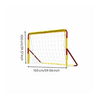 Rectangular Frame Soccer Goal White Netting Outdoor Soccer Goal Yellow Padding Athletic Gear Red Support Poles for Football Practice