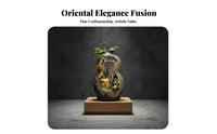 Humidifying Effect Gourd Shaped Floor Fountain Calming Ambiance Chinese Design Water Circulation Decor Easy Setup Cascading Water Fountain Handmade for Feng Shui Enthusiasts, Business Owners, Living Room, Office, Reception Area, Entryway