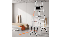 A-Shaped Ladder Stainless Steel Compact Ladder Extendable for Crafters, Homeowners, Home Maintenance, Renovation, Workshop