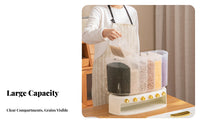 Drill-Effortless Installation Multi-Grid Rice Storage Box Large Capacity Wall-Mounted Rice Dispenser Adjustable Compartments