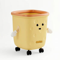 Trash Bin with Wheels Plastic Wheeled Garbage Can Compact for Children, Toddlers