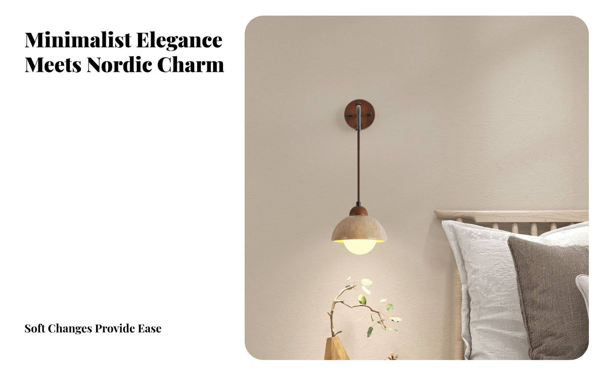 Rustic Elegance Wall Sconce Minimalist Fusion Design Rustic Simplicity Wall Lamp Solid Walnut Wood Base Travertine Shade Pendant Light