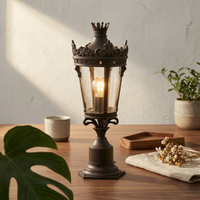 Outdoor Postlantern Crown-Like Finial Courtyard Wall Lamp Die-Cast Aluminum Pier Mount Light for Decoration