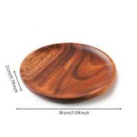 Acacia Wood Plate Wooden Serving Tray Multi Use Serving Dishware for Kitchen, Cafe