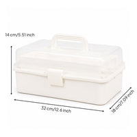 Three-Layer Foldable Storage Box with Clear Lid Portable Craft Organizer Box Sturdy Organizer with Trays Rectangular for Classroom