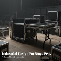 Lockable Casters Portable Audio Rack Case with Table Heavy-Duty Construction Rolling Mixer Stand Workstation Universal Design DJ Equipment Road Case for DJs, Sound Engineers, Musicians, Stage, Live Events, Touring