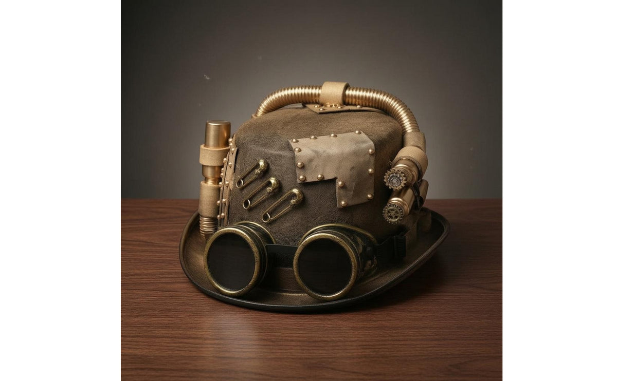 Steampunk Top Hat Goggles Velvet Steampunk Hat Brass Details