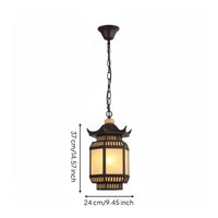 Chinese Style Lantern Lamp Weather Resistant Outdoor Hanging Lantern Warm Glow Pagoda Overhead Light for Balcony, Porch, Corridor
