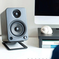 2 Pieces Desktop Speaker Stand Compact Speaker Stand with Vibration Pads Sleek for Audiophiles, Desk