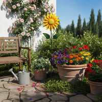 Floral Wind Weather Resistant Metal Floral Yard Stake 360° Rotating Metal Garden Stake for Balcony, Patio, Lawn