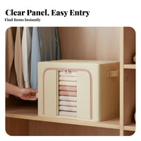 Collapsible textile Box with viewing panel Foldable home arrangement Organization for Renters