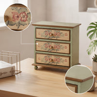 Tabletop Storage Cabinet Vintage Desktop Organizer Tabletop Cabinet Hand-Painted Drawer Organizer Compact for Women, Vanity
