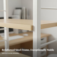 Floor Standing Bookshelf Stable Multi-Tier Storage Shelf Large Capacity Metal Frame Open Shelf for Study Room, Bedroom, Small Areas