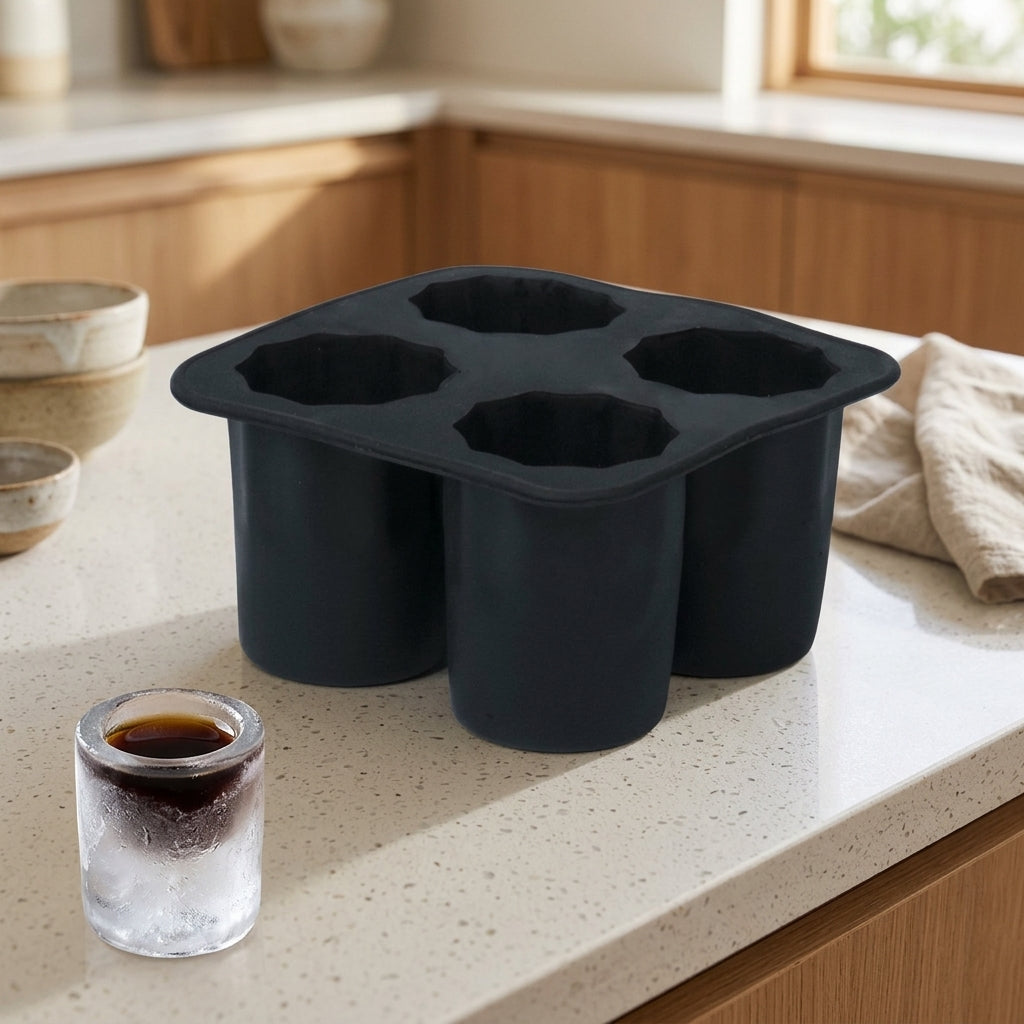 Ice Tray for Home Bar with Easy Release, Modern Minimalist Style Barware for DIY Ice, Flexible Silicone Cube Tray, Large Round Cavities Design