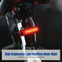 USB Charging LED Bike Adjustable Rear Warning Light for Night Riding, Hiking, Street, Kids Balance Bike, Red/Lime