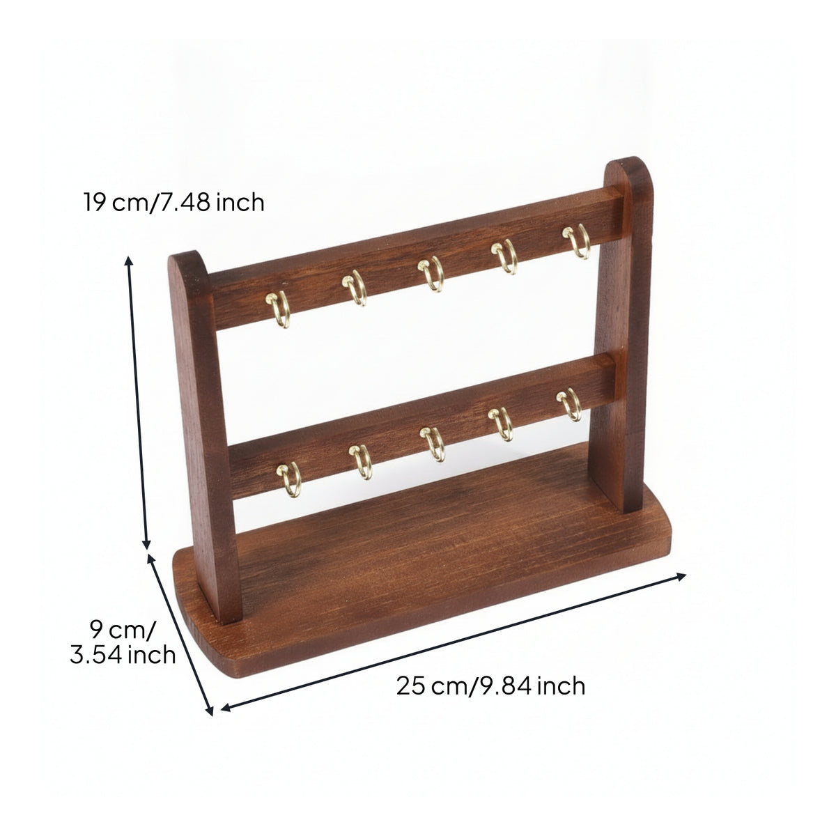 Home Organizer Wooden Display Rack Metal Hooks Key Holder Rack Rustic Style for Storage