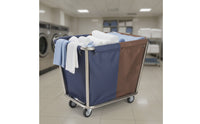 Divided Laundry Cart Stainless Steel Laundry Cart with Wheels Commercial for Housekeepers