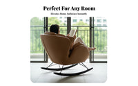 Gentle Rocking Motion Upholstered Double swaying chair Wide Two-Person Seat Upholstered Chaise Loveseat Nordic Design Lounge Seating Shell Shape for Adults, partners, homeowners, Balcony, Living Room, Bedroom, perusing Corner