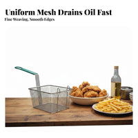 Commercial Fry Basket Large Capacity Wire Mesh Frying Basket High Temperature Resistant Kitchen Utensil for Chefs, Restaurant, Cafeteria
