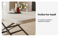 Foldable Design elevatingTop Coffee-to-Dining Table Height-Adjustable elevatingTop Folding Table Sturdy Construction Living Room Furniture Rounded Corners for Apartment Dwellers, Students, Home Workers, Small areas