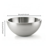 Stainless Steel Salad Bowl Brushed Metal Double-Layer Bowl for Kitchen, Dining Table