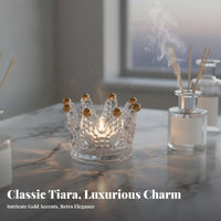 Vintage Design Glass Crown Candle Holder Multi-Functional Crown Shaped Candle Holder Elegant Design for Smokers, Vanity, Bedroom