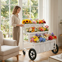 Mobile Flower Cart with Buckets Sturdy Flower Cart with Wheels Outdoor Indoor for Florists