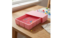Molded Plastic Sliding Cover Bead Scoop Compact Ribbed Tray Bead Scoop Handheld