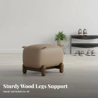 Solid Wood Frame Piglet-Shaped Ottoman Extra Seating Upholstered Accent Stool 150kg Load Capacity Household Furniture Comfortable for Homeowners, Apartment Dwellers, Living Room, Entryway, Bedroom, Playroom