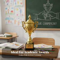 Custom Engraving Kindergarten Prize Award Cup Lightweight Plastic Gold Award Cup Golden Finish Engravable Award Cup Creative Design for Students, Teachers, Event Organizers, School Events, Competitions, Training Programs, Parties