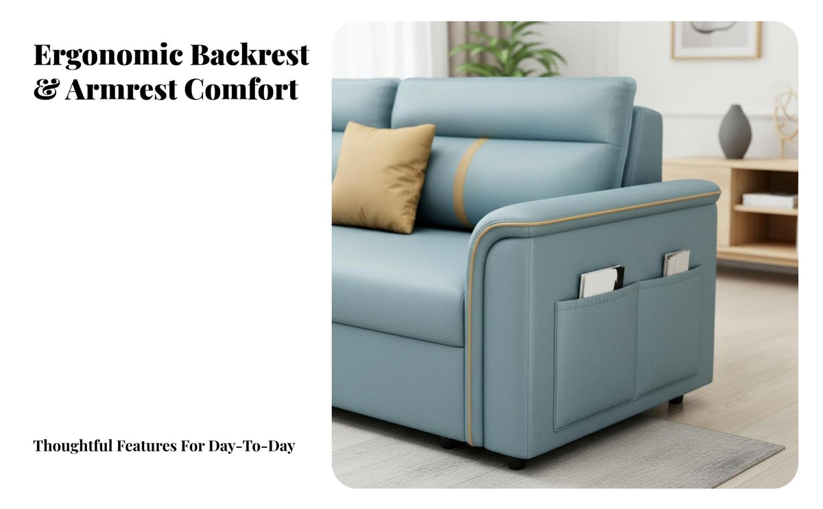 doubleUse Design Multifunctional Sofa Bed Space-Saving Pull-extendable Storage Couch Foldable Home Furniture Easy Assembly for Apartment Dwellers, Hosts, Students, Small Spaces