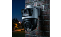 Two-Way Voice Outdoor Camera with Wall-Mount Bracket Waterproof Dual Lens Security Camera Power over Ethernet Weatherproof for Homeowners