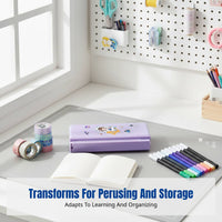 Multi-Functional Stationery Box, Foldable Desktop Organizer, Transformable Book Holder for Kids