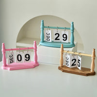 Freestanding Tabletop Date Card Calendar Smooth Finish Wooden Flip Calendar Decorative