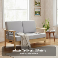 Elderlyaccessible Design Sofa with Cane Holder durable Wood Frame Loveseat Supportive Armrests Household Seating Ergonomic for Caregivers, Apartment Dwellers, Nursing Home, Assisted Living Facility, Rehabilitation Center, Waiting Room