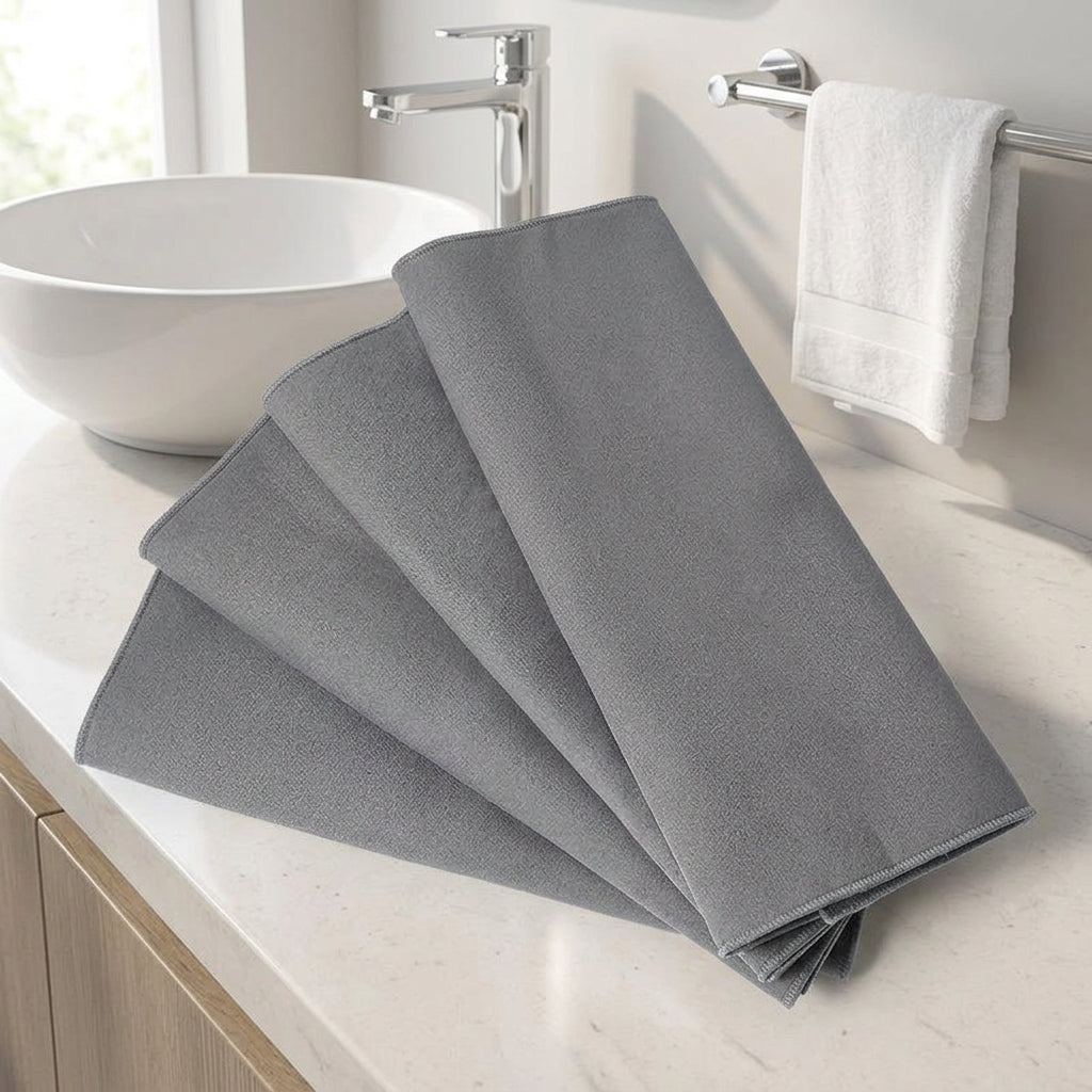 Black Microfibre Cloth and Microfiber Towel for Glass, Water-Only Cleaning Cloth for Mirrors and Furniture, Patterned Texture, 40x50cm