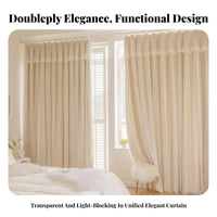 Double Layer Design Layered Star Cutout Curtain Blackout Home Textile Light Blocking Window Covering Starry Sky Effect for Young Women, Teenagers, Bedroom, Living Room, Nursery, Playroom