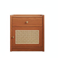 Rattan Weave Design Nightstand with Safe Multi-Functional Nightstand with Drawers space-saving Size Bedside Table Hidden Storage for Apartment Dwellers, homeowners Owners, Guest Room, Home Office