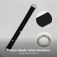 Exercise Gear Black Connector Strap Double D-Loop Woven Hanging Strap Heavy Duty Metal Rings for Bodyweight Training