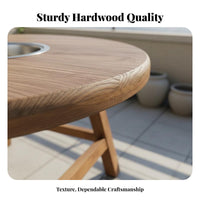 New Chinese Design heaterIntegrated Table Rounded Design Household Furniture Natural Wood Grain Rustic Charm for Hospitality Professionals, Apartment Dwellers, Balcony, Courtyard, Teahouse, Living Room