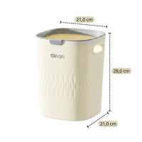 Square plastic trash can, 2-pack waste bin with removable lid, cream deposit bottle collection bin for household