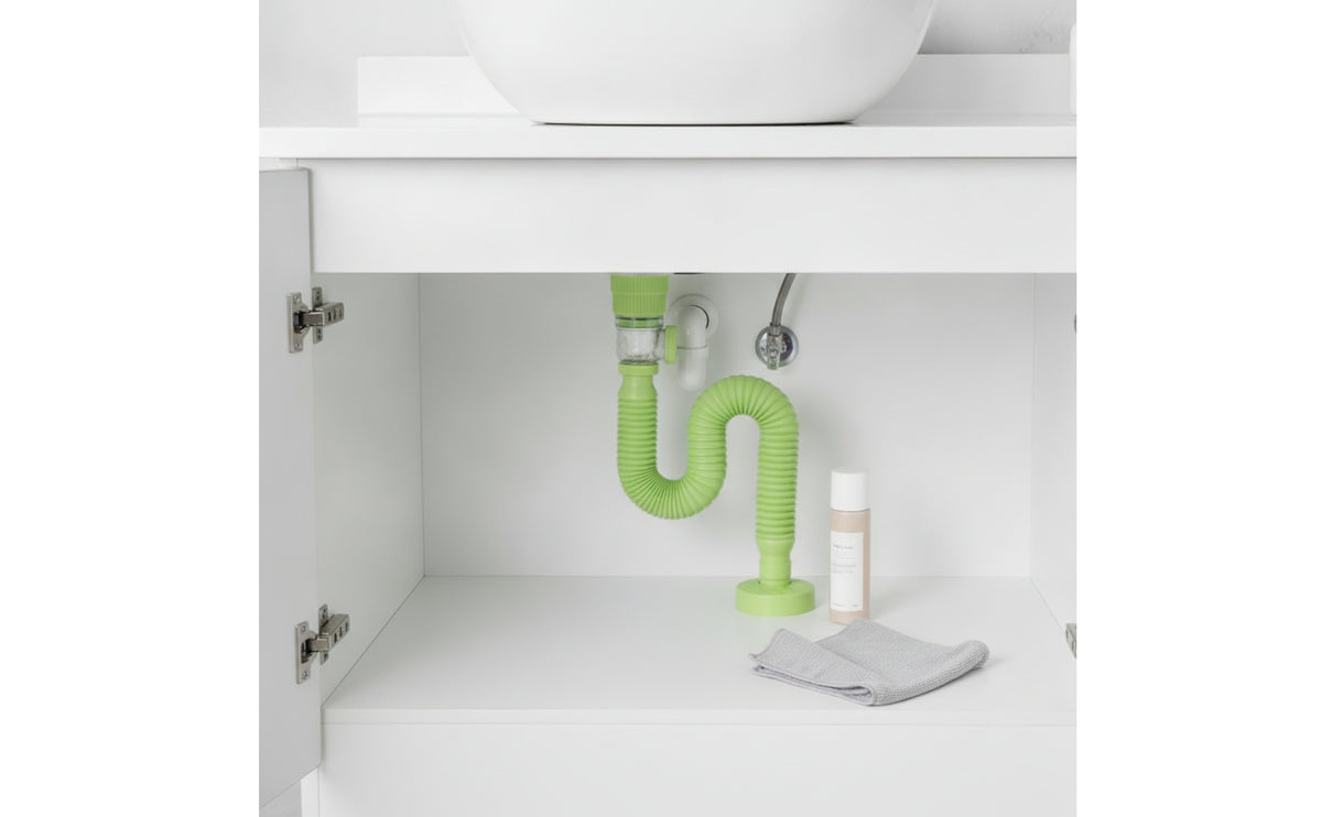 Sink Drain Fitting with Flexible Hose Anti-Odor Washroom Sink Drain with Transparent Chamber Space-Saving