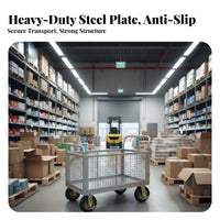 Steel Base Trolley Foldable Design Folding Base Cart Detachable Fences Flatbed Trolley with Wheels for Movers, Outdoor Market, Factory, Moving