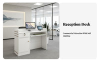 Small Checkout Counter Sturdy Construction Salon Reception Desk Spacious Workspace Front Desk with Storage for Receptionists, Boutique, Lobby