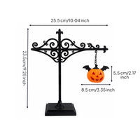 Decorative Lantern with Pumpkin Ornament Black Metal Craft Lantern Light Vintage Decor Elegant for Bookshelf