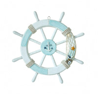 Rope-Wrapped Ship Wheel Wall Decor Artisanal Nautical Wall Hanging Vintage Look Decorative Ship Wheel Sturdy Craftsmanship for Indoor, Living Room, Bedroom