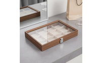 Multi-Compartment Jewelry Organizer Elegant Design Walnut Finish Jewelry Tray Suede Lined Band Holder Holder Sturdy Construction